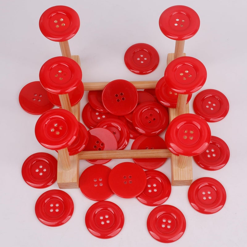 YAKA 50pcs 4 Holes Round Sewing Resin Buttons1.5inch/38mm in Bulk for Environmental Sewing Fasteners Scrapbooking DIY Sewing Tailor Crafts Coats Clothe Red - Image 5